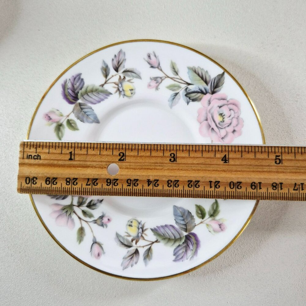 Royal Worcester June Garland Espresso Cup & Saucer 2 Sets, Pink & Purple Flower - Picture 10 of 12